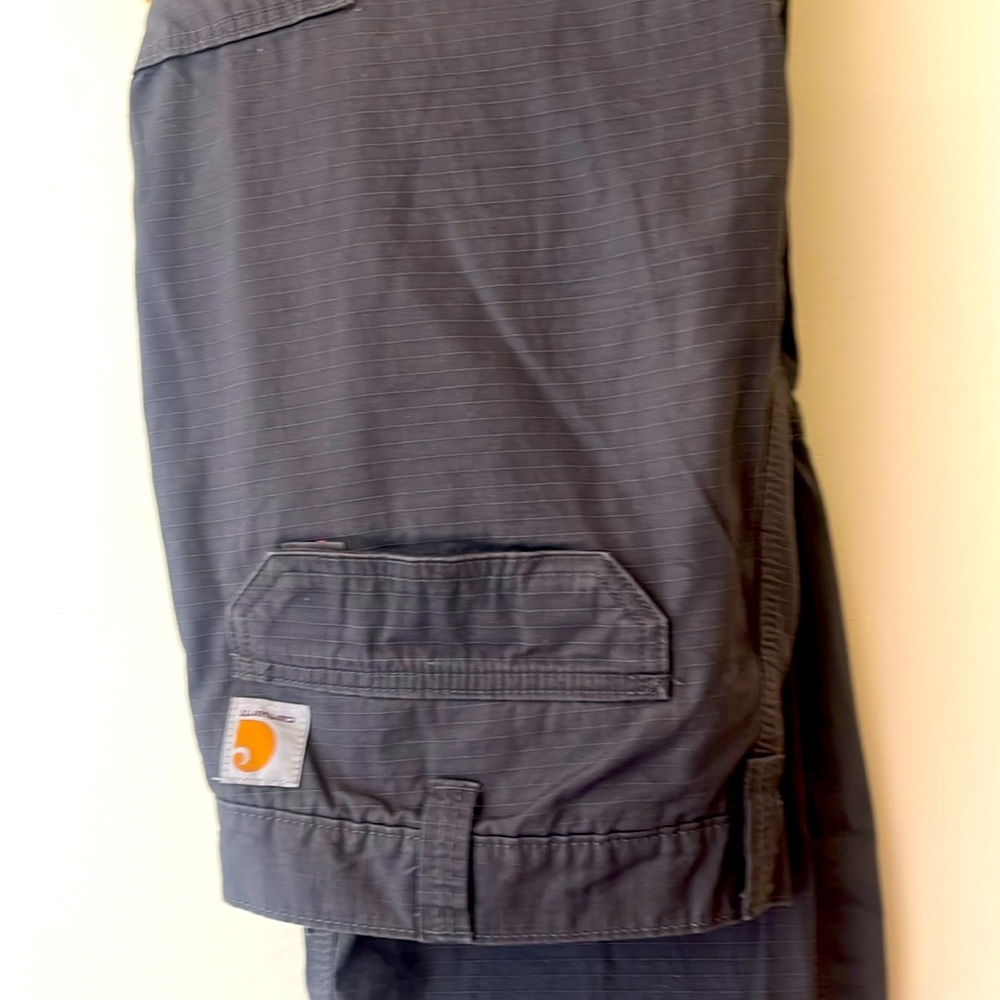 Carhartt Men's Gray Canvas Cargo Carpenter Pants 34x32 relaxed fit.